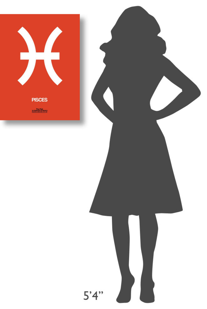 "Pisces Zodiac Sign White on Orange" Fine Art Print