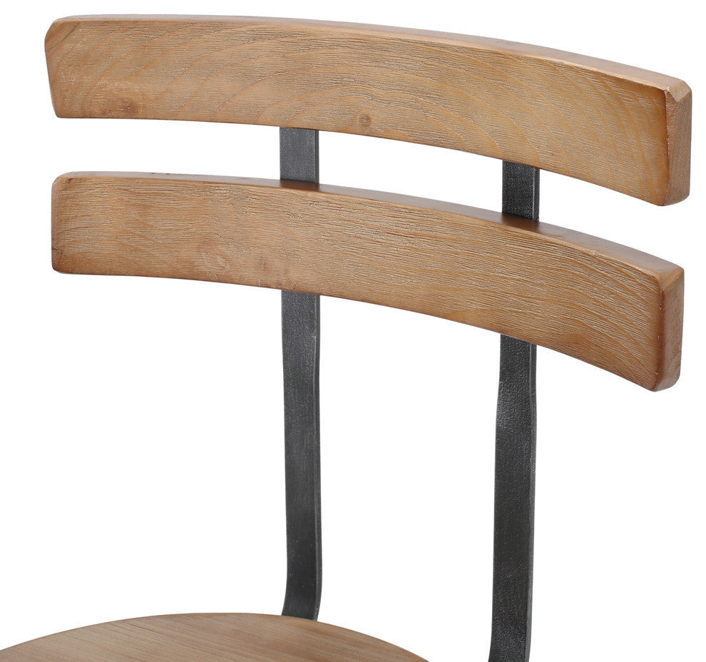 GDF Studio Poe Anique Finish Firwood Height Adjustable Bar Stool