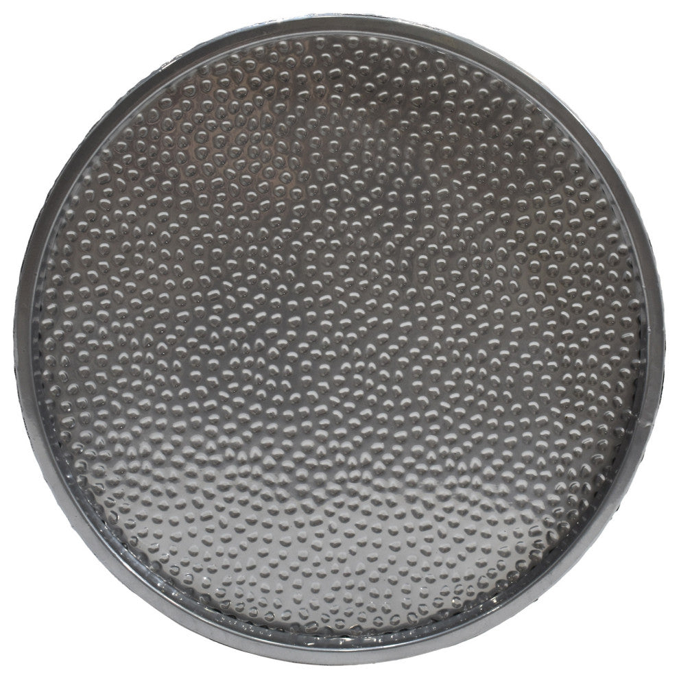 Kaylee Modern Round Hammered Iron Accent Table, 2 Pack, Silver, Silver