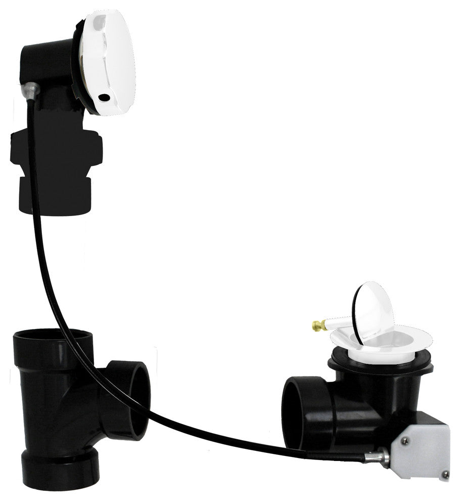 Sch. 40 ABS 27" Cable Drive Bath Waste - Ball Joint Head In Powder Coated White