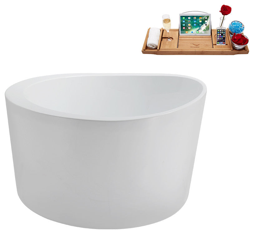 43" Streamline N3780GLD Soaking Freestanding Tub and Tray With Internal Drain
