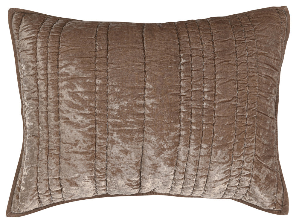 Seville Velvet Fabric Shams, Taupe, Standard