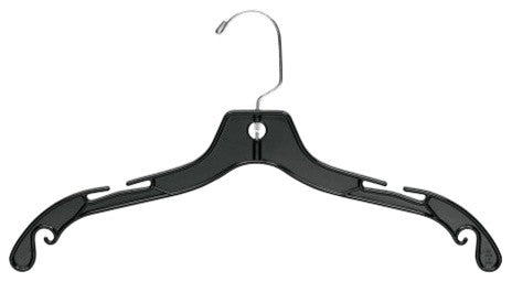 Heavy Plastic Top Hanger, Black/Chrome Finish, Box of 100