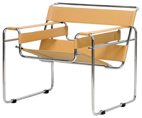 Jericho Tan Leather Mid-Century Accent Chair