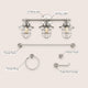 3-Light Industrial Vanity Light With Bathroom Hardware Accessory Set, 5-Piece