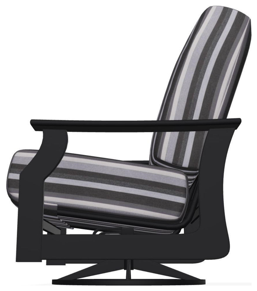 St. Catherine Deep Seat Outdoor Swivel Rocker, Sensory Granite/Black