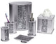 Popular Bath "Sinatra Silver" 6 Piece Resin Bath Accessory Set Cracked Glass