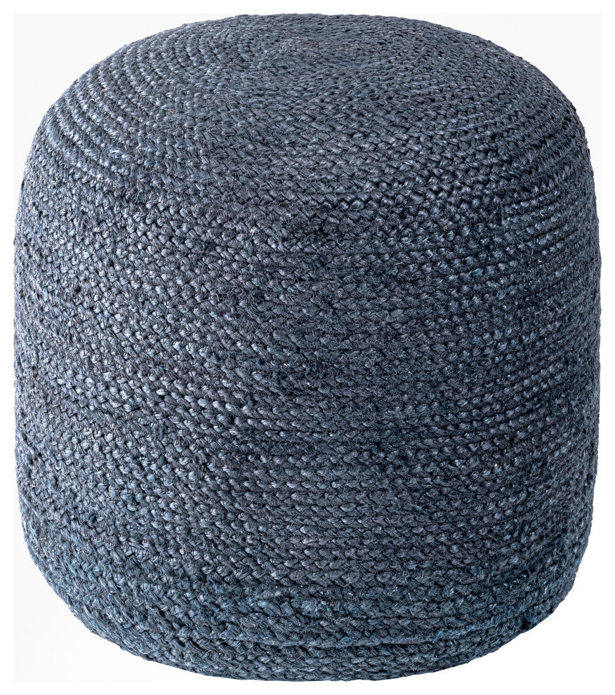 Nuloom Braided Evita Jute Natural, Fiber Cable Pouf, Blue