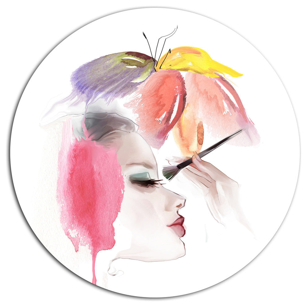 Eye Lash Face Woman Cosmetic, Portrait Disc Metal Wall Art, 38"