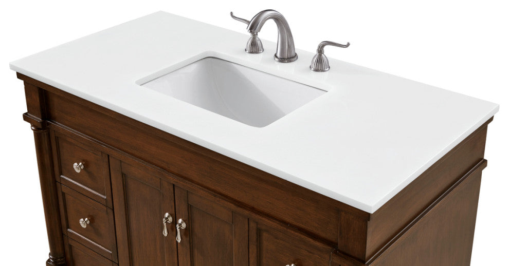Elegant 42" Single Bathroom Vanity in Walnut