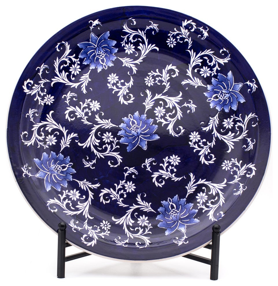 Claybarn Blue Garden Decorative Plate with Stand