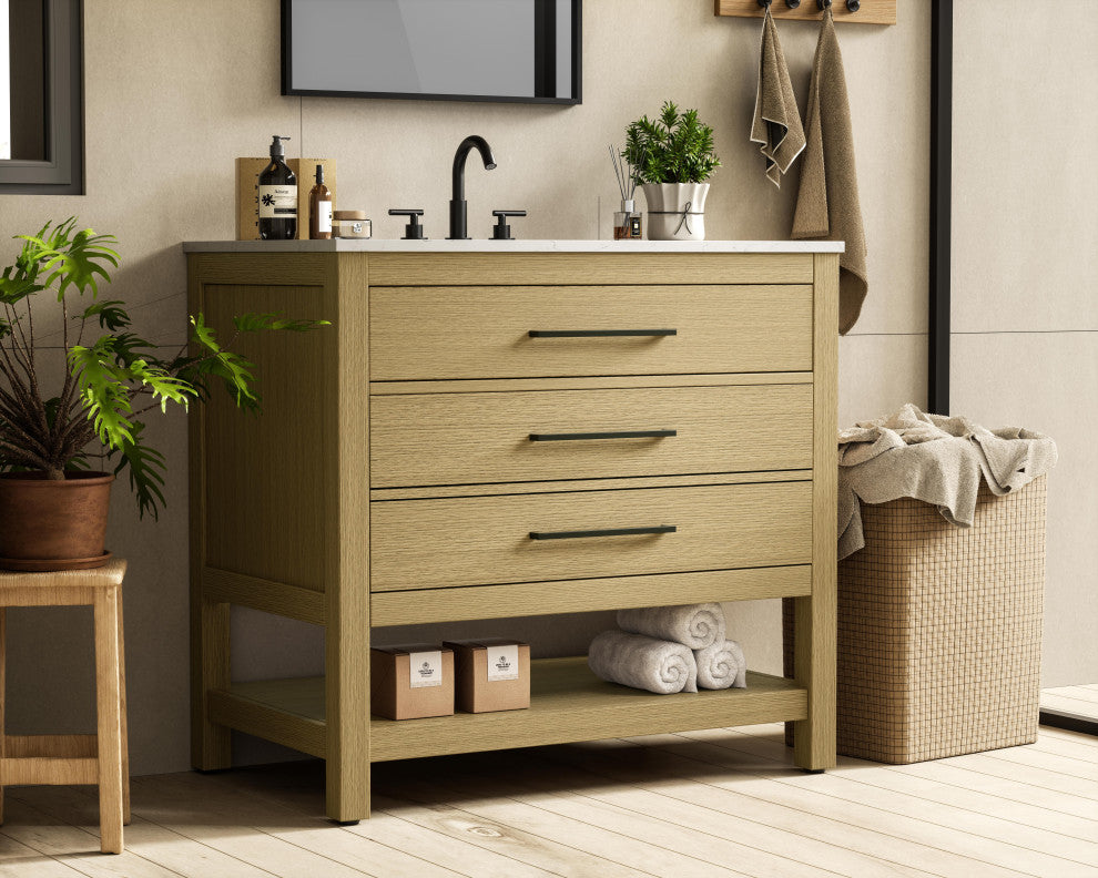 Home Living 36" Single Bathroom Vanity, Honey Brown