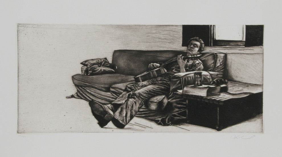 Harry McCormick "Guitar Player" Etching