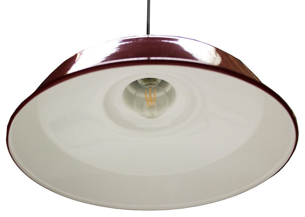 16" Standard Steel Warehouse Style Pendant Light, Red, Black Cord