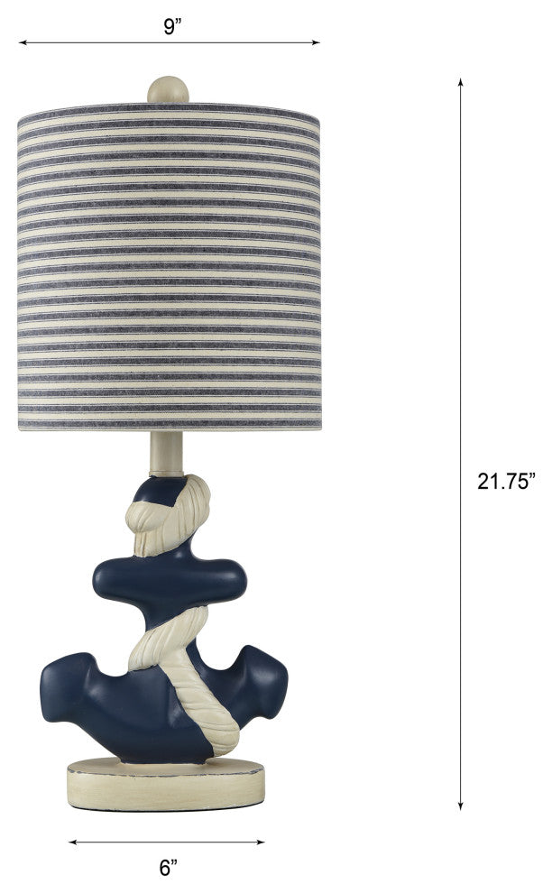 Montauk Molded Nautical Anchor Table Lamp Navy and White Finish