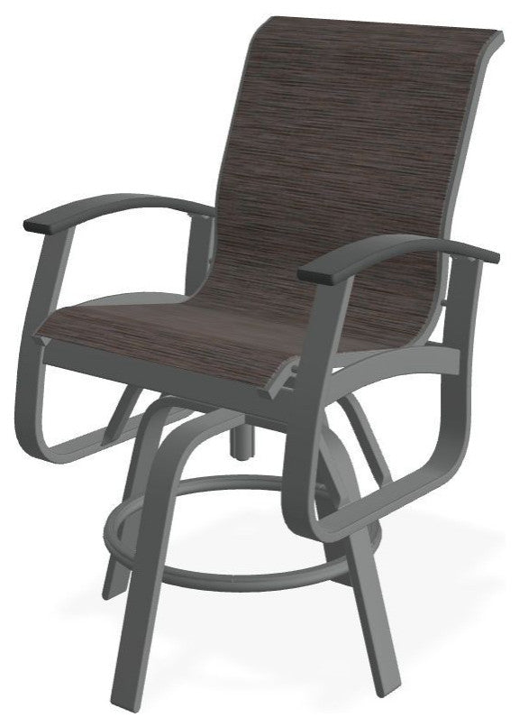 Belle Isle Sling Balcony Height Outdoor Swivel Chair, James/Graphite
