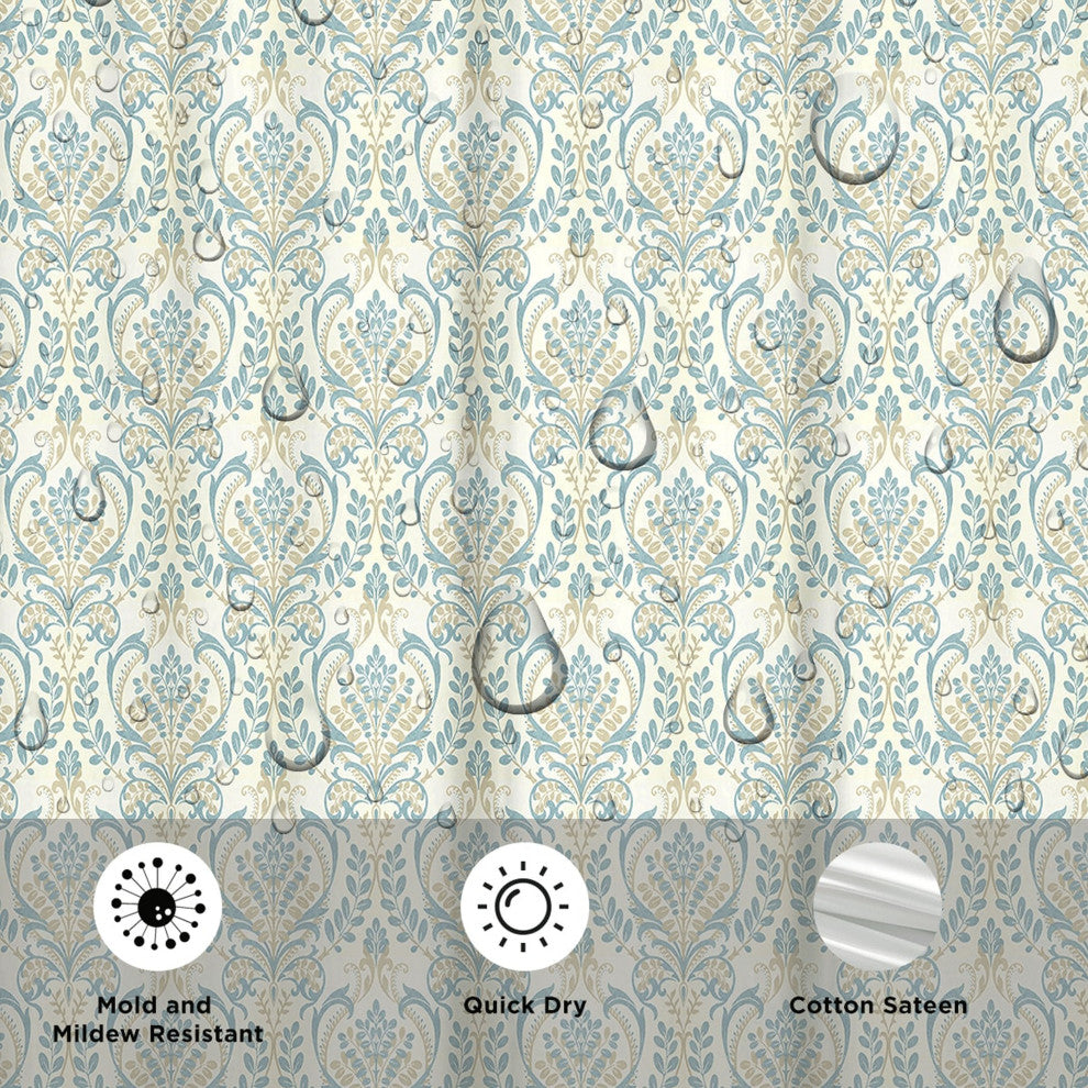 Damask Blue Vince Shower Curtain, 72"x72"