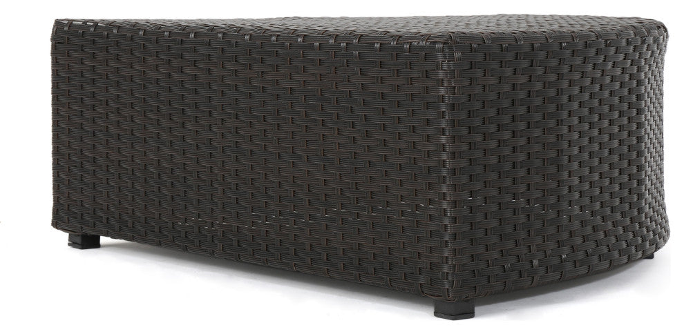 GDF Studio Reddington Outdoor 5 Seater Wicker V Shaped Sectional Sofa Set