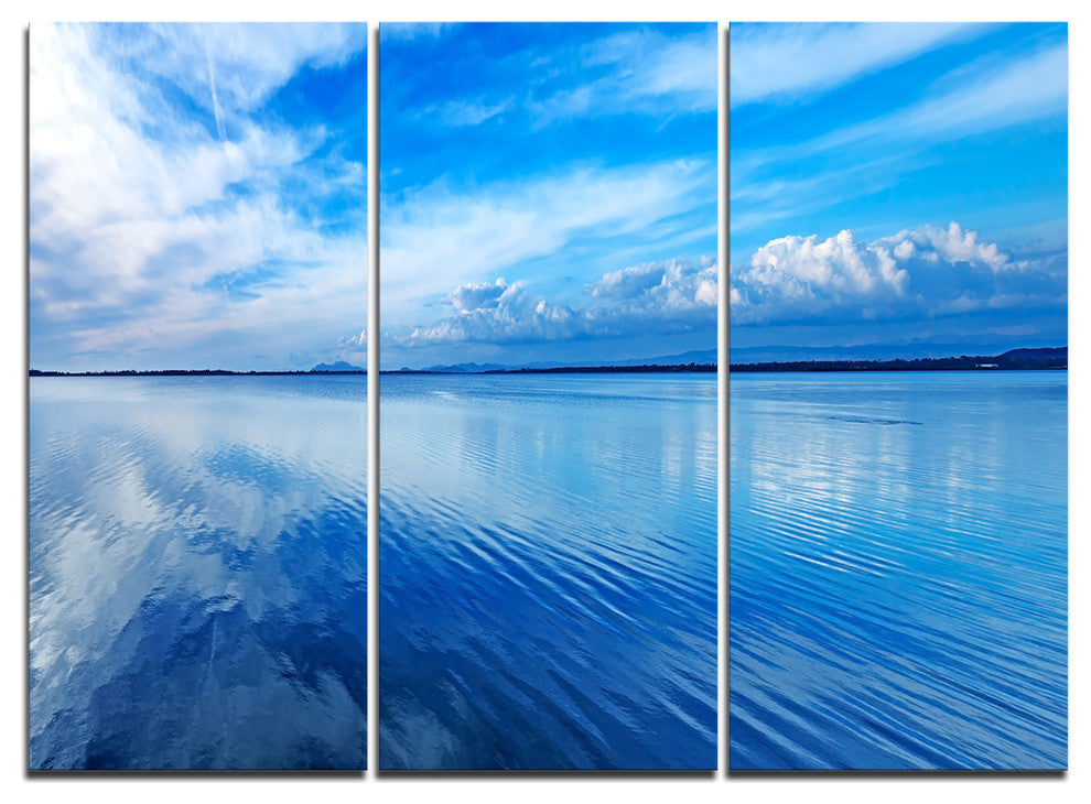 "Sunset Blue Panoramic Landscape" Metal Wall Art, 3 Panels, 36"x28"