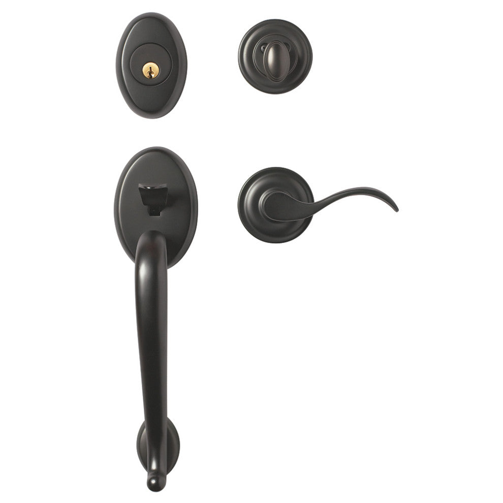 Rockwell Premium Solid Brass Entry Door Windsor Handleset, Black