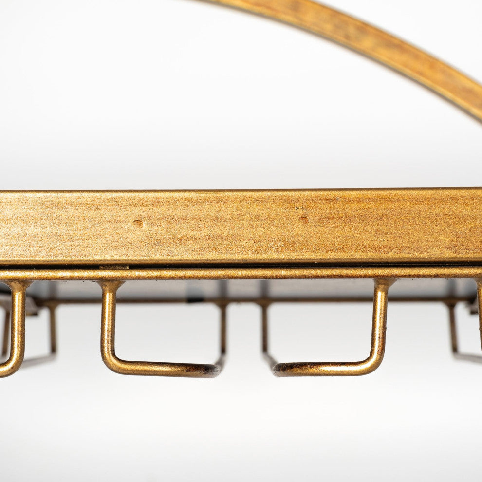 Carola Gold Frame Two-Tier Glass Shelves w/ Stemware Holder Bar Cart