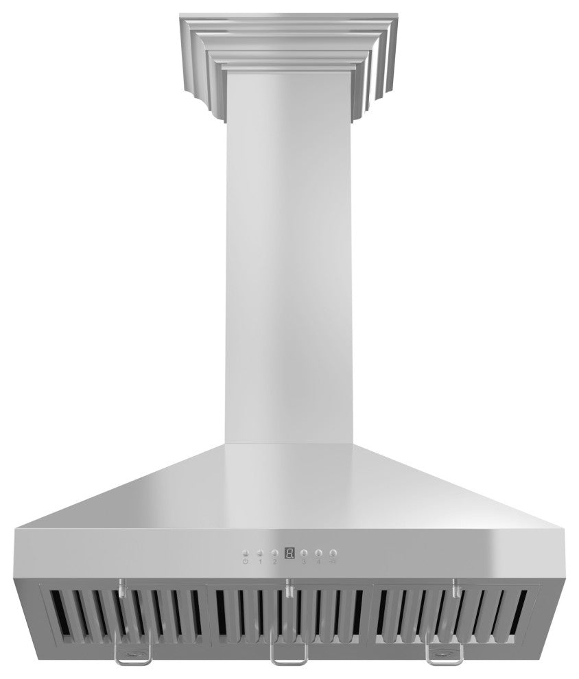 ZLINE 30" Wall Mount Hood, Stainless Steel With Crown Molding KL3CRN-30