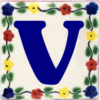 Bouquet Talavera Clay House, Set of 2, Letter V
