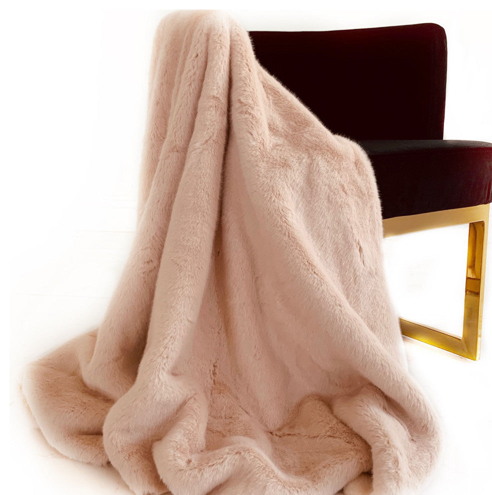 Plutus Pink Plush Faux Fur Luxury Throw Blanket, 60"x90"