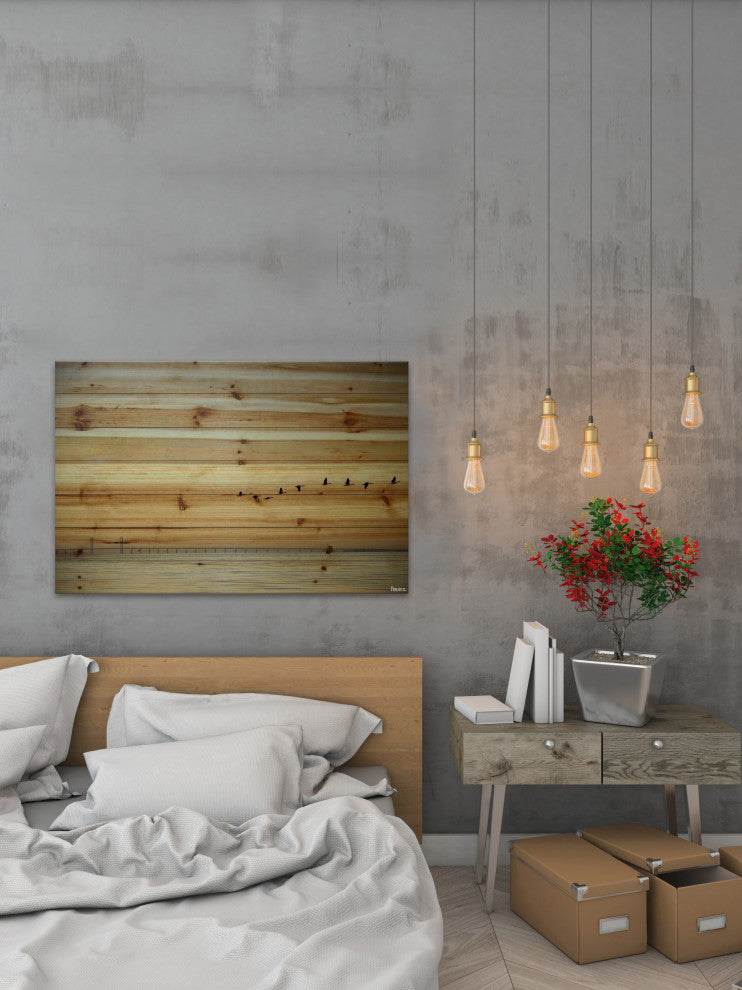 "In Formation" Painting Print on Natural Pine Wood, 60"x40"