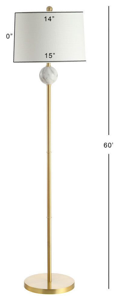 Vaughn 60" Modern Metal and Resin LED Floor Lamp, Brass Gold and White