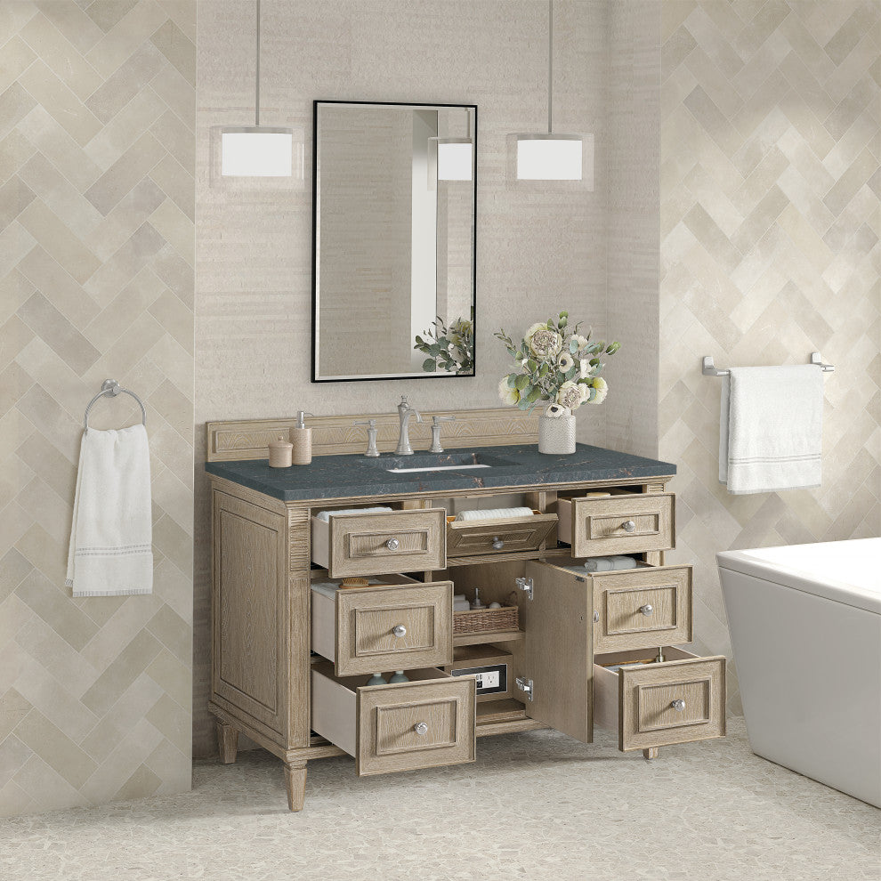 Lorelai 48" Single Vanity, Oak, 3 CM Parisien Bleu Top