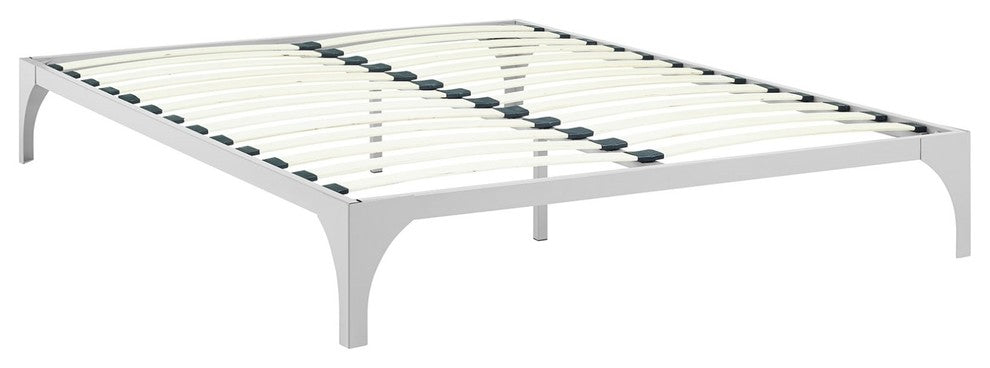 Modern Contemporary Urban Full Size Platform Bed Frame, Silver, Metal Steel
