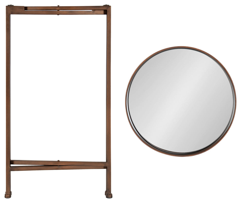 Celia Round Metal Foldable Tray Accent Table, Bronze 14x14x25.75