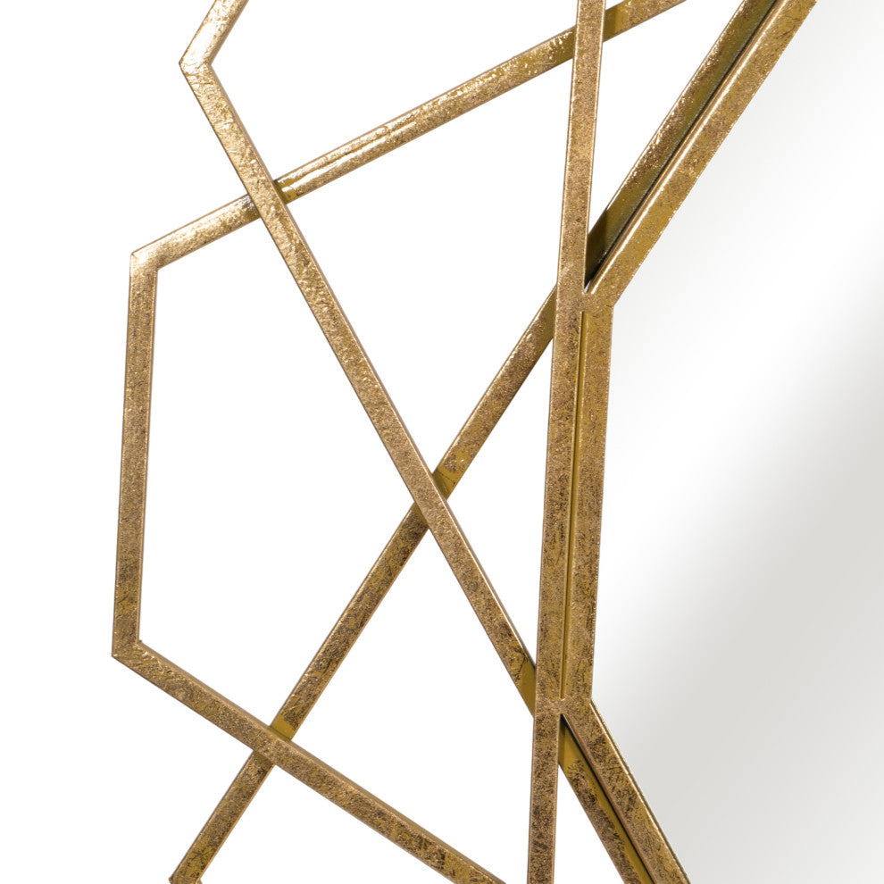 Metal 35" Geometric Mirror, Gold
