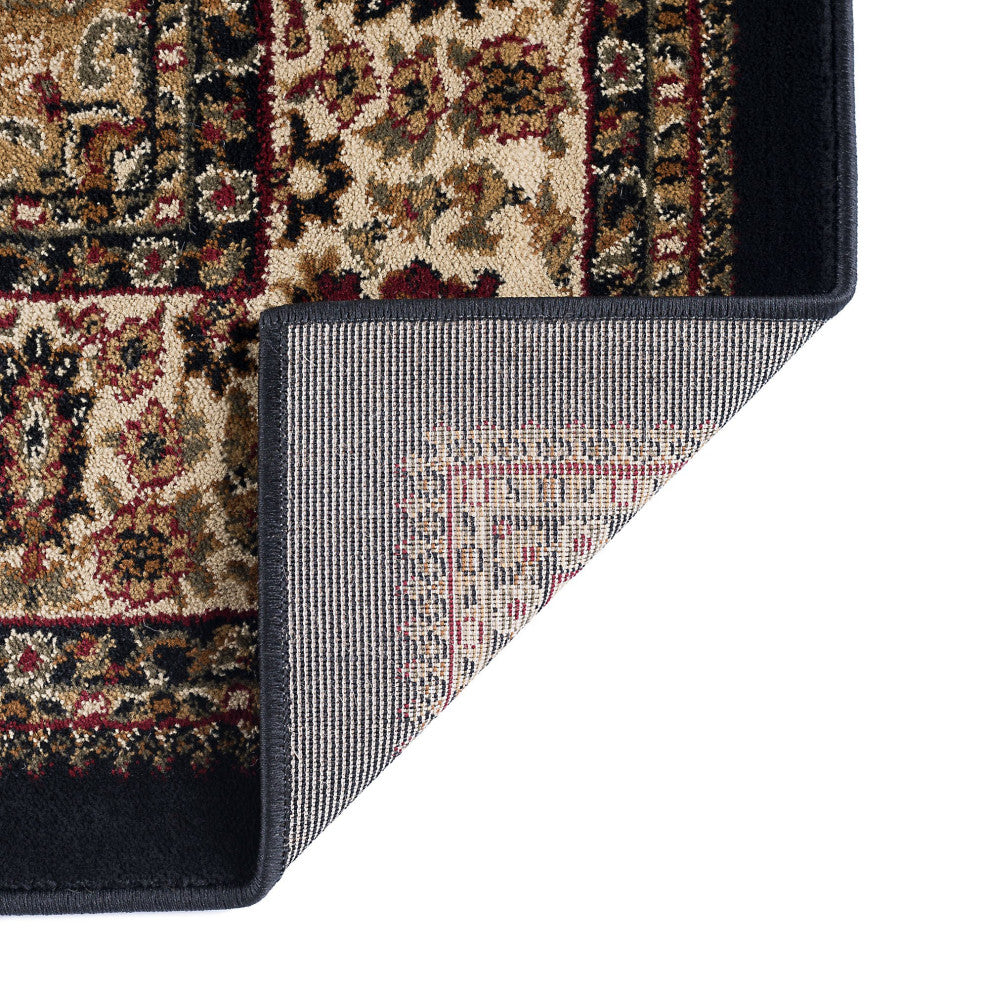 Fiona Traditional Oriental Black Rectangle Area Rug, 5'x7'