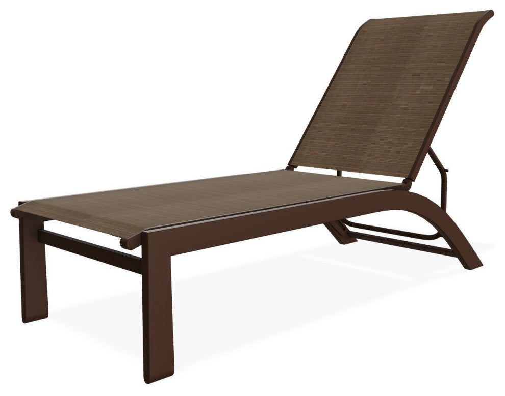 Kendall Sling Stackable Outdoor Chaise Lounge, Bark/Kona