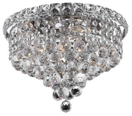 Elegant Tranquil Flush Mount, Chrome Finish With Royal Cut Crystal