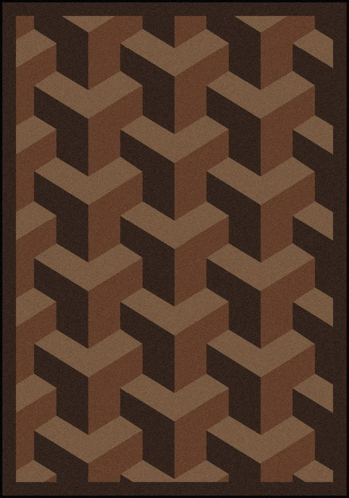 Kaleidoscope Rug, Rooftop, 7'8"x10'9", Chocolate