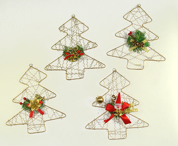 Club Gold Wire Santa Christmas Tree Ornaments, Set of 72