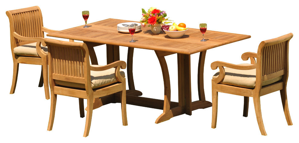 4-Piece Set, 69" Warwick Table, 3 Giva Chairs, Sunbrella Cushion, Gateway Mist