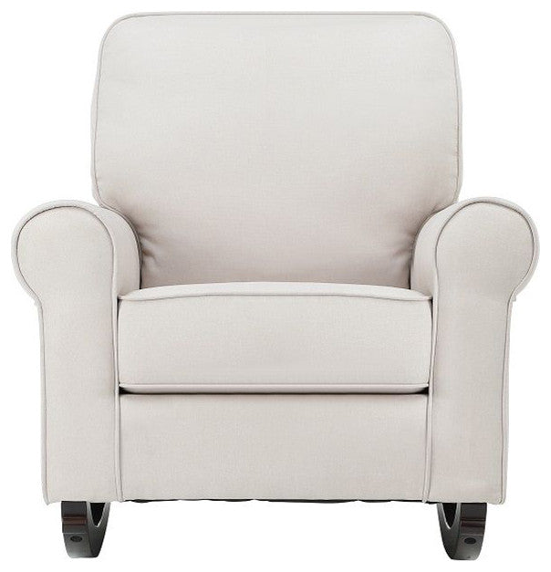 Upholstered Rocking Chair with Tight Back in Beige
