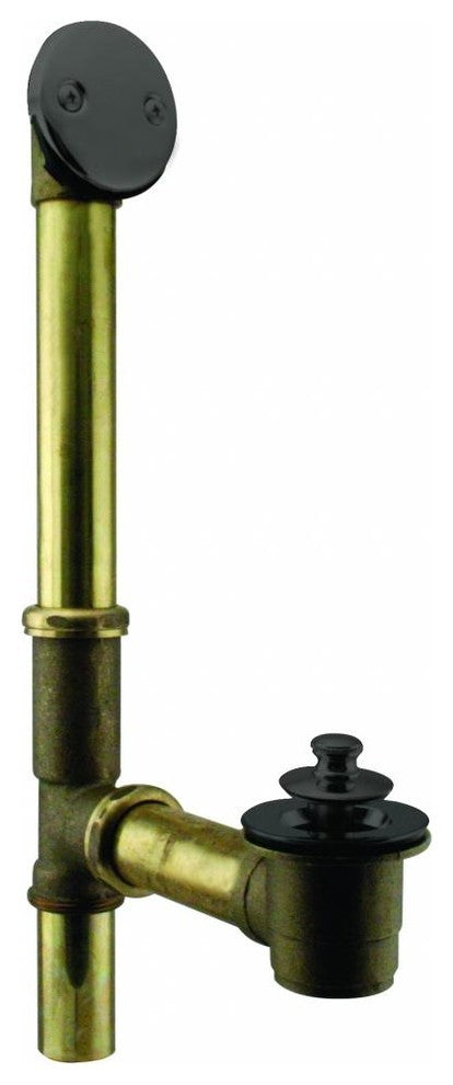 Twist & Close Bath Waste - 14" Make-Up, 17 Ga. Tubing In Satin Nickel, Powder Coated Flat Black