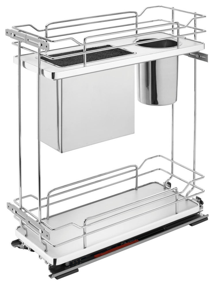 Two-Tier Knife Block Pull Out Organizers With Soft Close, Gray, 8.75"