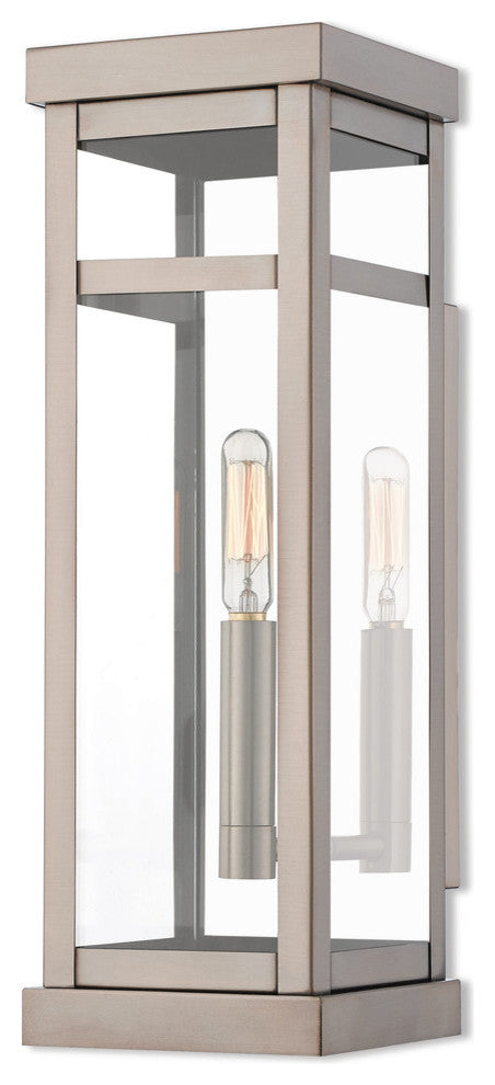 1 Light Outdoor Wall Lantern, Brushed Nickel