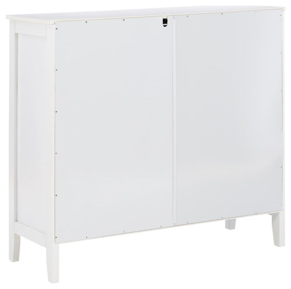 Linon Betty Large Wood Cabinet with 2 Glass Paneled Doors and 3 Shelves in White