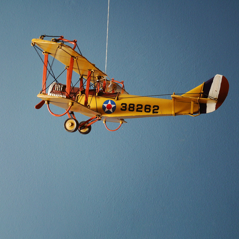 1918 Yellow Curtiss JN-4 1:24 Collectible Metal scale model Airplane