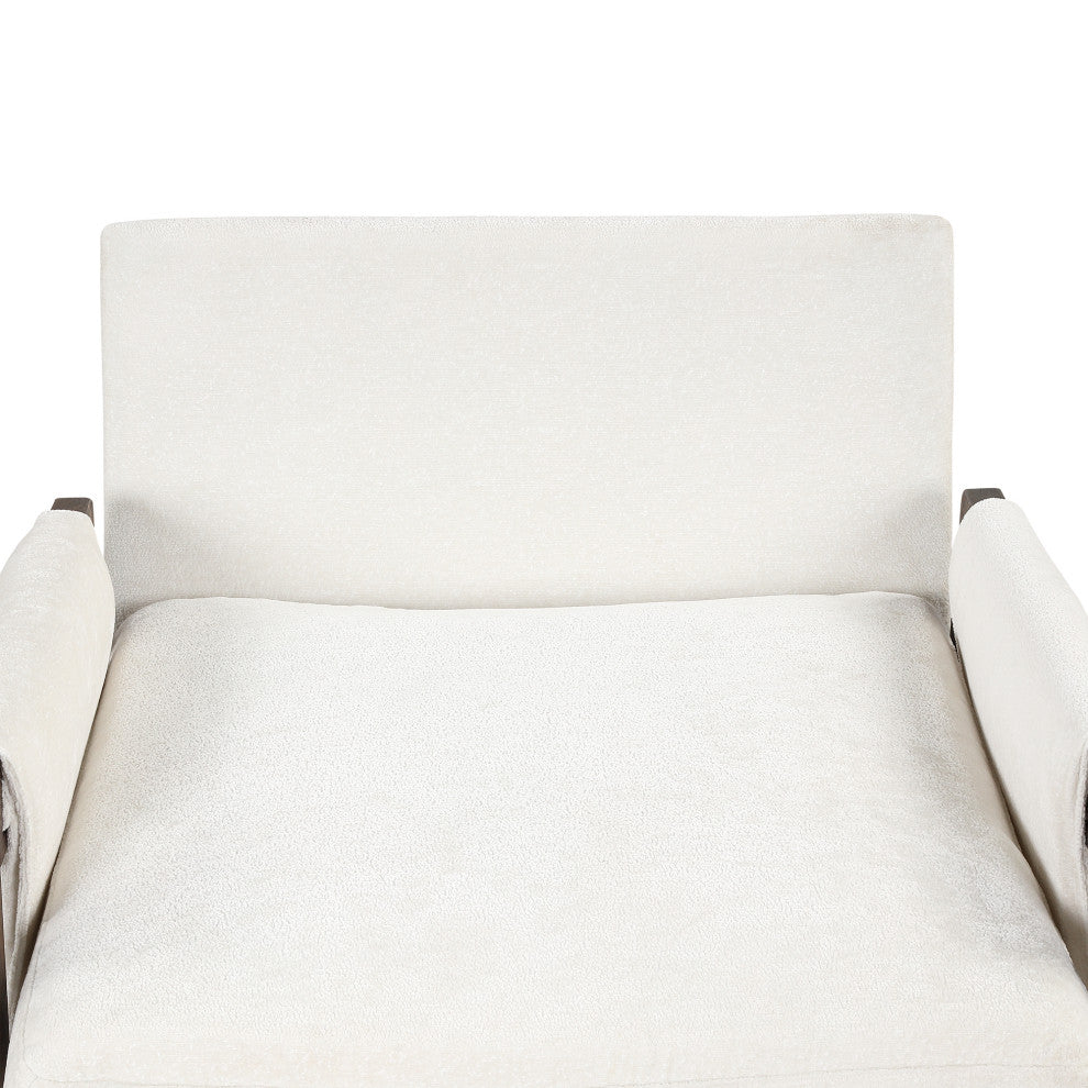 GDF Studio Mid-Century Modern Velvet Accent Chair, Rubber Wood Frame, White