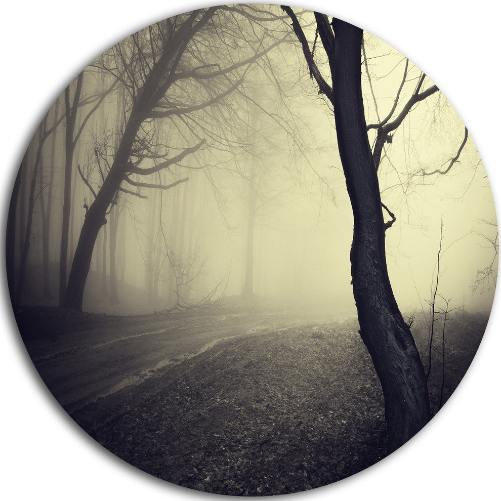Old Looking Fall Forest Shoot, Landscape Photo Round Wall Art, 38"