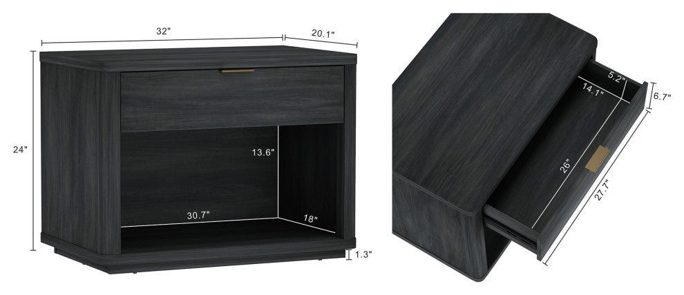Manhattan Comfort Evelyn 32" Nightstand 2.0