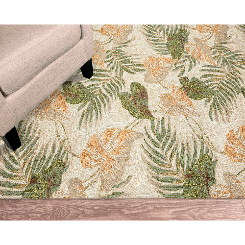 Ravella Tropical Leaf Indoor/Outdoor Rug Neutral, 3'6"x5'6'